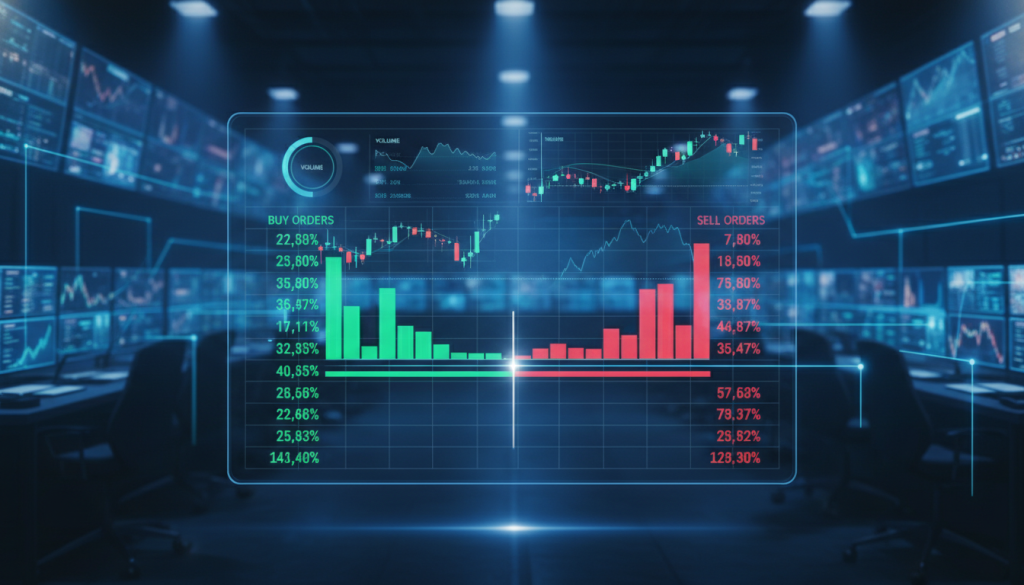 A Detailed And Visually Rich Market Price Order Book For Cryptocurrency Trading, Prominently Displayed In The Foreground, Showcasing Various Buy And Sell Orders With Colored Indicators Highlighting Price Spreads. The Middle Layer Features A Digital Interface With Charts And Graphs That Depict Market Trends, While The Background Is A Sleek Trading Environment Filled With High-Tech Screens And Monitors, Emitting A Soft Blue Glow. The Lighting Is Focused And Dramatic, Enhancing The Sense Of Urgency And Activity In The Trading World. The Overall Mood Is Professional And Dynamic, Underscoring The Complexity Of Crypto P2P Trading. The Scenario Is Devoid Of Any People Or Text, Maintaining A Clean And Focused Aesthetic. A Detailed And Visually Rich Market Price Order Book For Cryptocurrency Trading, Prominently Displayed In The Foreground, Showcasing Various Buy And Sell Orders With Colored Indicators Highlighting Price Spreads. The Middle Layer Features A Digital Interface With Charts And Graphs That Depict Market Trends, While The Background Is A Sleek Trading Environment Filled With High-Tech Screens And Monitors, Emitting A Soft Blue Glow. The Lighting Is Focused And Dramatic, Enhancing The Sense Of Urgency And Activity In The Trading World. The Overall Mood Is Professional And Dynamic, Underscoring The Complexity Of Crypto P2P Trading. The Scenario Is Devoid Of Any People Or Text, Maintaining A Clean And Focused Aesthetic.